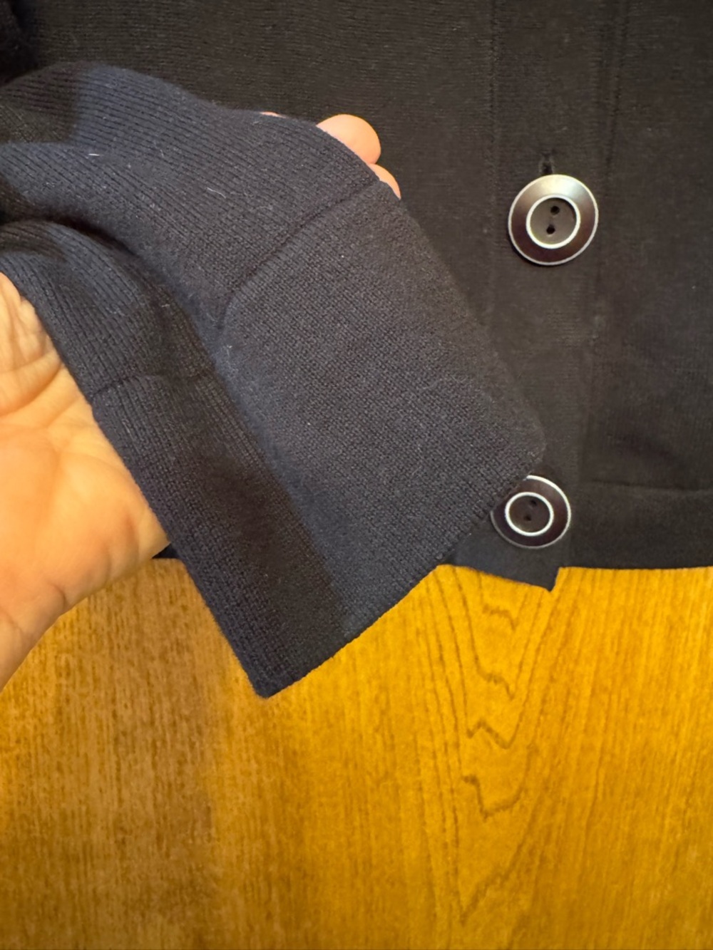 CAbi Black knit cardigan with striped tee Set - Picture 7 of 10
